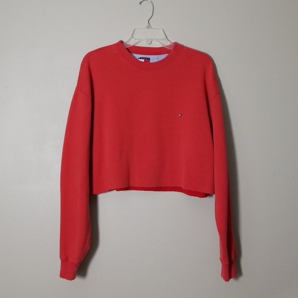 Sweaters - 90s Vintage Tommy Hilfiger Cropped Sweatshirt
